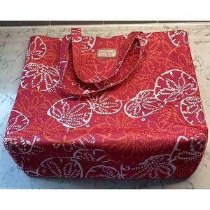 Lilly Pulitzer for Estee Lauder Tote Bag Pink Orange Tropical Sand Dollar Print